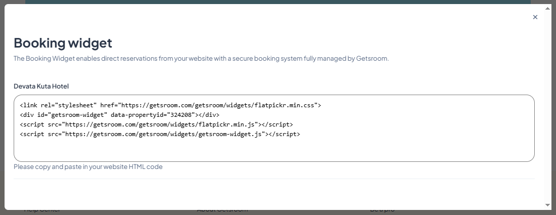 Getsroom Booking Widget